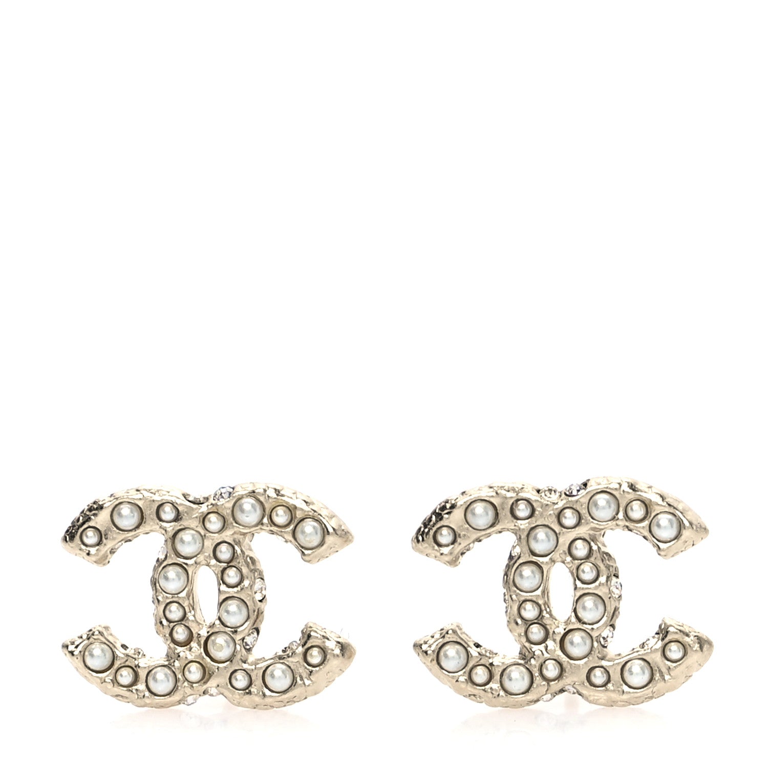 Chanel Pearl Studded CC Earrings Gold 1 of 4