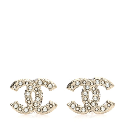 Chanel Pearl Studded CC Earrings Gold 1 of 4