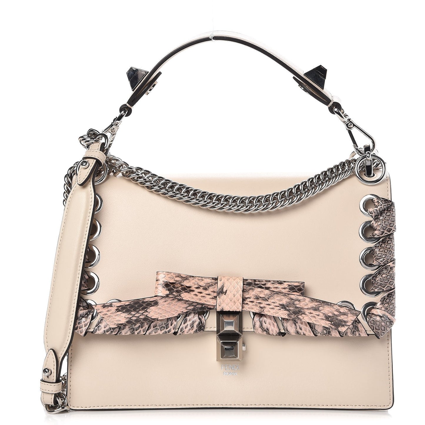 Vitello Elaphe Lace Up Bow Kan I Shoulder Bag Camelia Bois de Rose