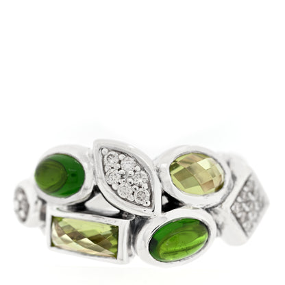 David Yurman Sterling Silver Diamond Peridot Tourmaline Cluster Ring 52 6 1 of 4