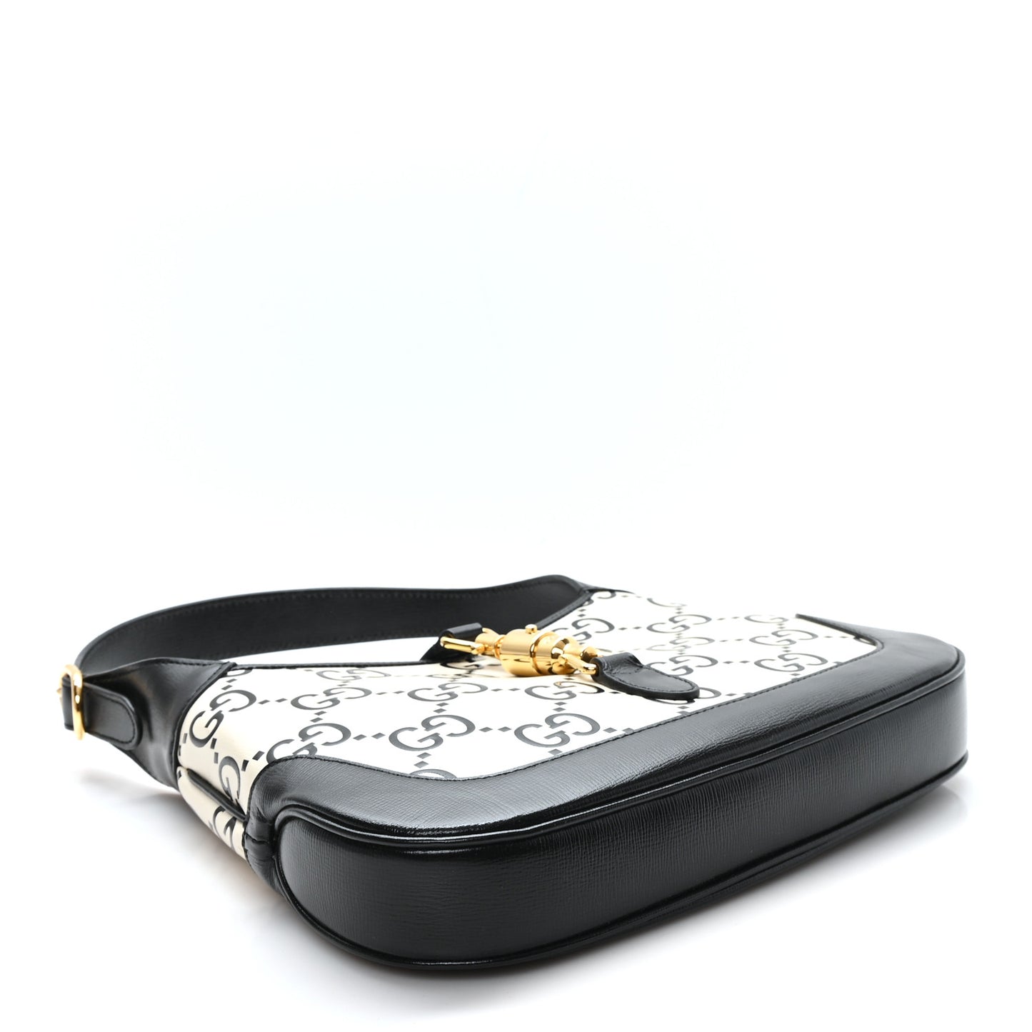 Azalea Calfskin GG Monogram Bi-Color Debossed Small Jackie 1961 Hobo Mystic White Black