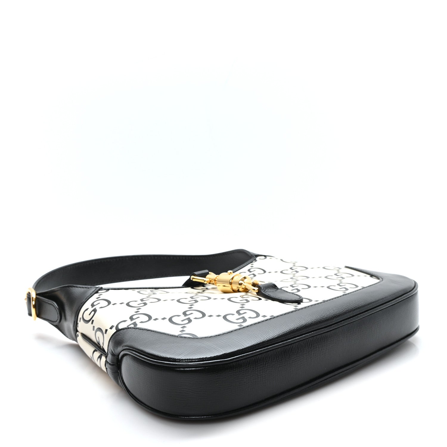 Gucci Azalea Calfskin GG Monogram Bi-Color Debossed Small Jackie 1961 Hobo Mystic White Black 4 of 10