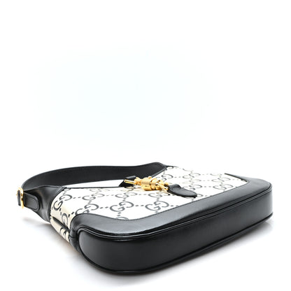Gucci Azalea Calfskin GG Monogram Bi-Color Debossed Small Jackie 1961 Hobo Mystic White Black 4 of 10