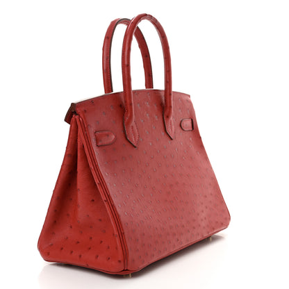 Hermes Ostrich Birkin 30 Rouge Vif 3 of 11