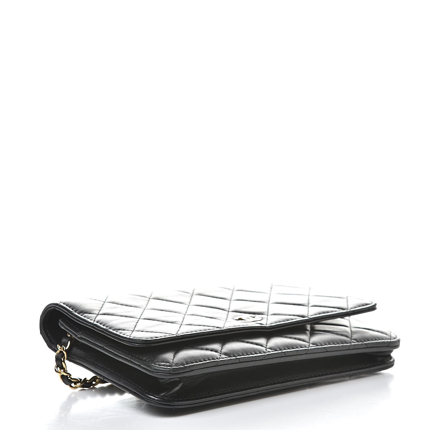 Lambskin Quilted Wallet On Chain WOC Black