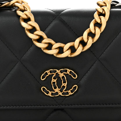 Chanel Lambskin Quilted Chanel 19 Wallet On Chain WOC Black 9 of 12