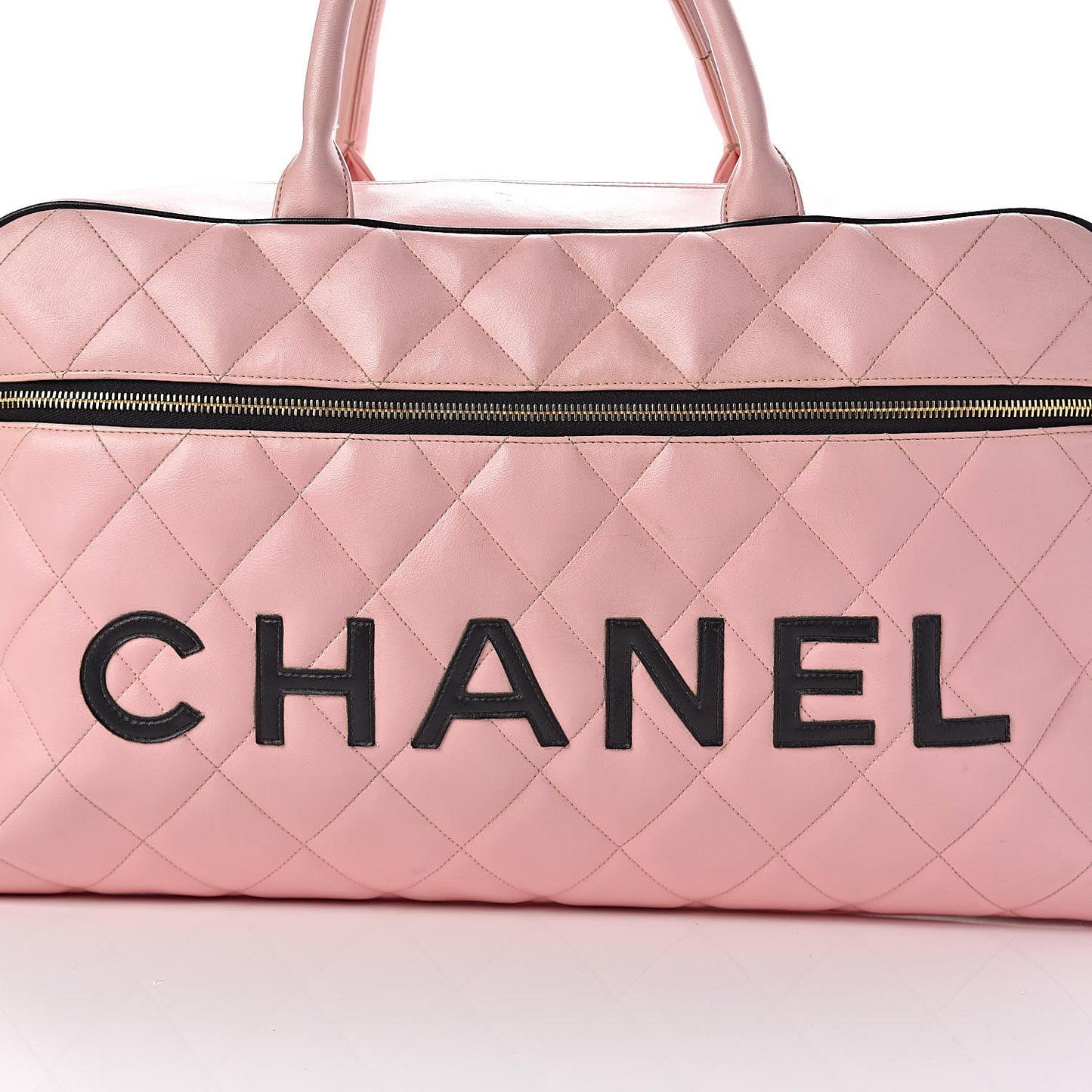 Calfskin Quilted Large Bowler Pink