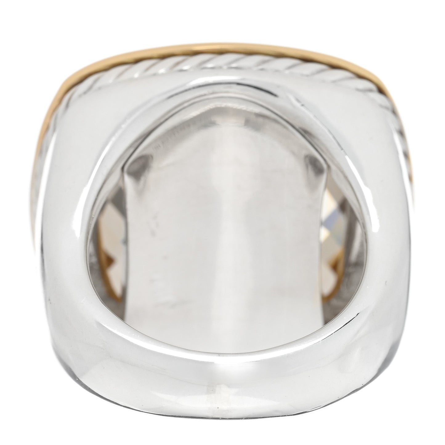 Sterling Silver 18K Yellow Gold Champagne Citrine 18mm Albion Statement Ring 49 5