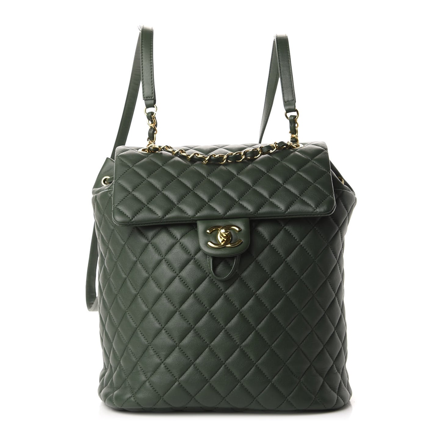 Lambskin Quilted Large Urban Spirit Backpack Dark Green