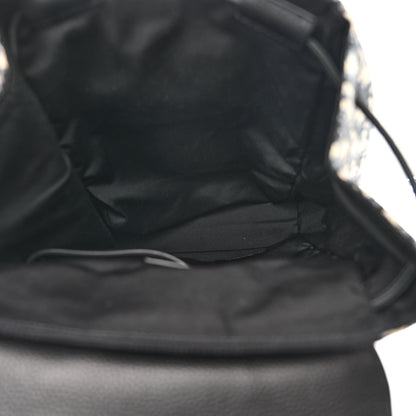 Christian Dior Oblique Jacquard Grained Calfskin Drawstring Saddle Backpack Beige Black 5 of 11