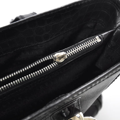 Celine Crocodile Embossed Leather Boogie Satchel Black 10 of 10