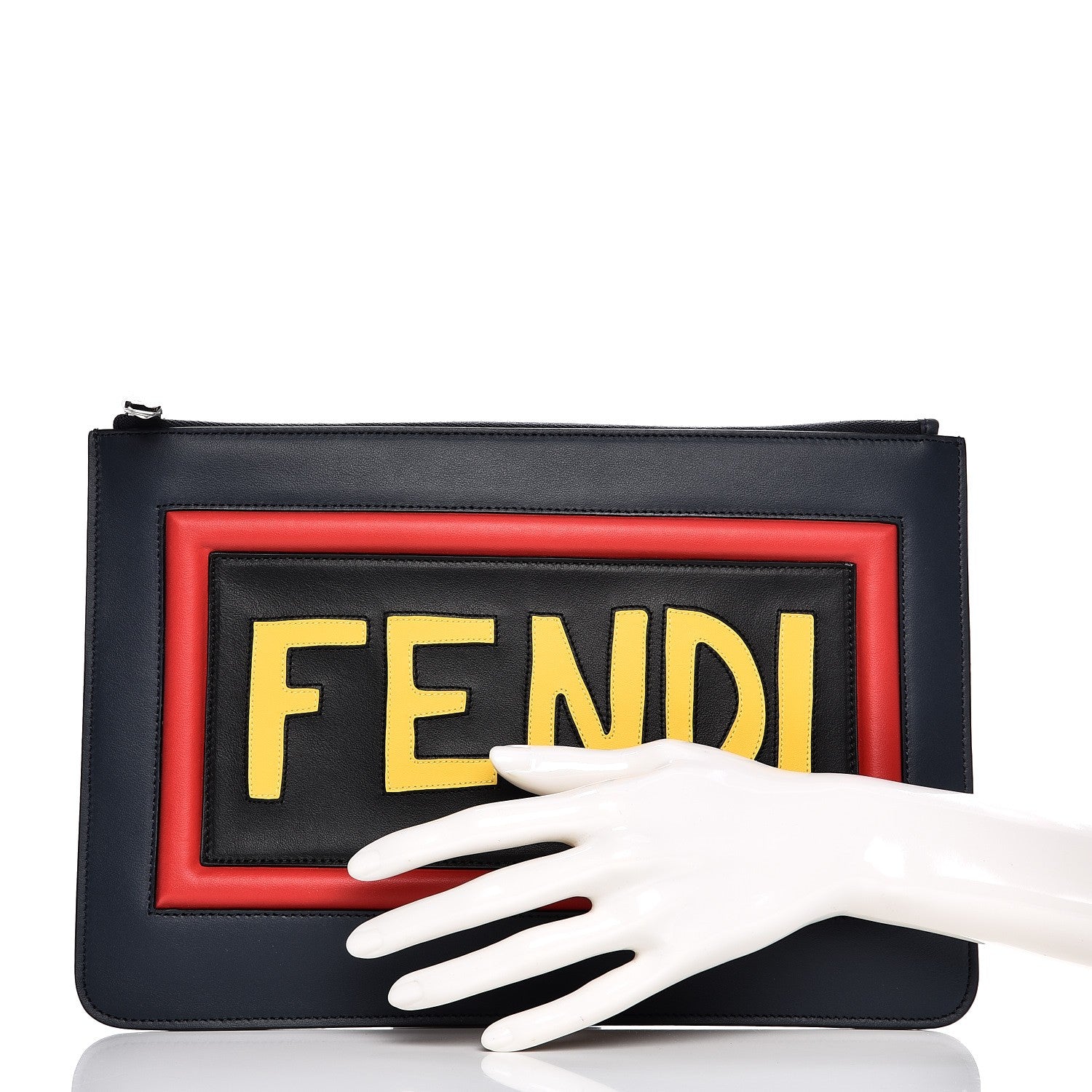 Fendi Calfskin Vocabulary Inlaid Pouch Multicolor 2 of 8