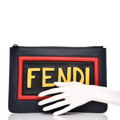 Fendi Calfskin Vocabulary Inlaid Pouch Multicolor 2 of 8