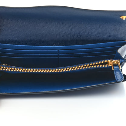 Prada Saffiano Wave Continental Flap Wallet Bluette Azzurro 5 of 12