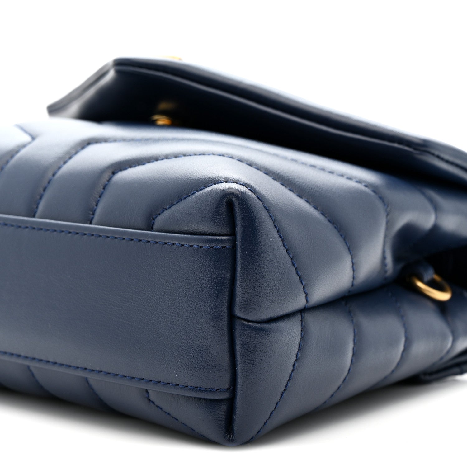 Saint Laurent Calfskin Y Quilted Monogram Toy Loulou Crossbody Bag Blue Charron 11 of 12