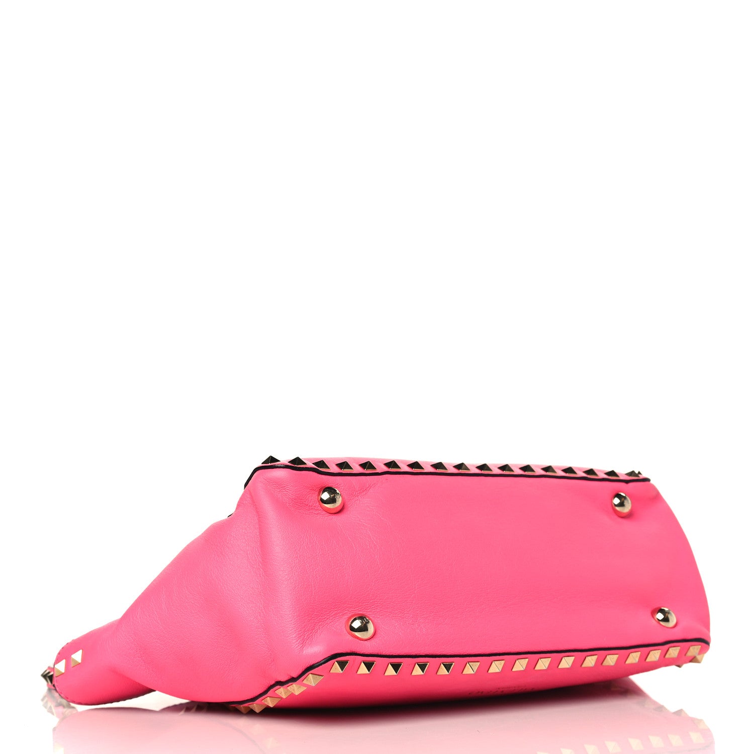 Valentino Garavani Vitello Small Rockstud Tote Fuxia Fluo 3 of 9