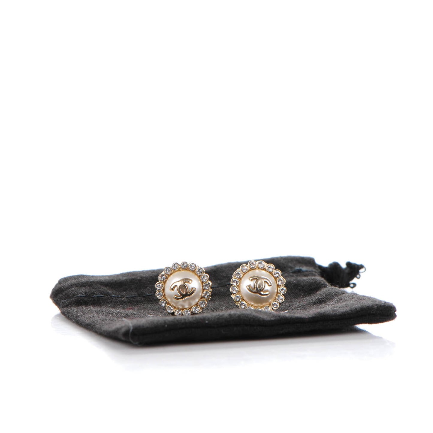 Pearl Crystal CC Earrings Gold