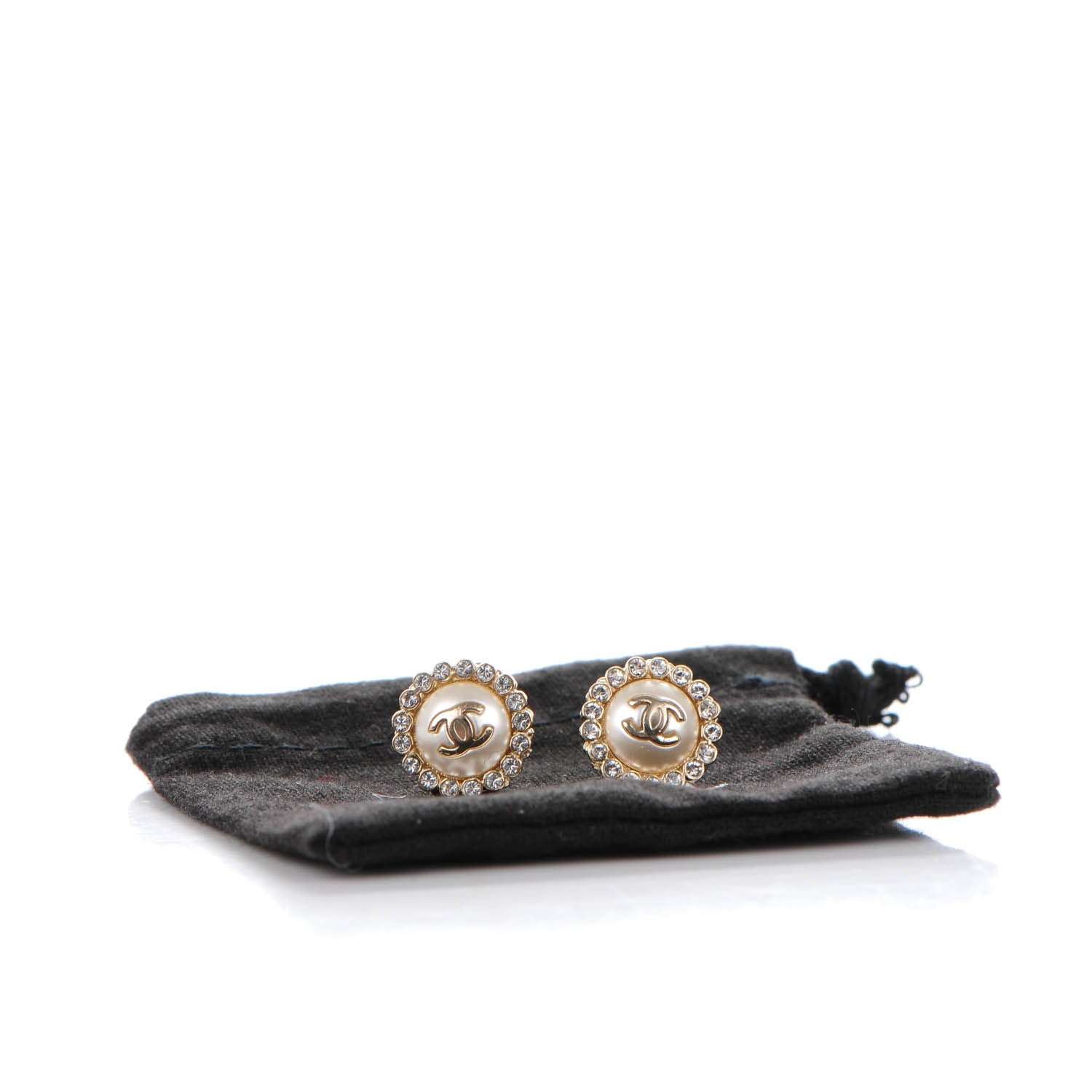 Chanel Pearl Crystal CC Earrings Gold 5 of 5