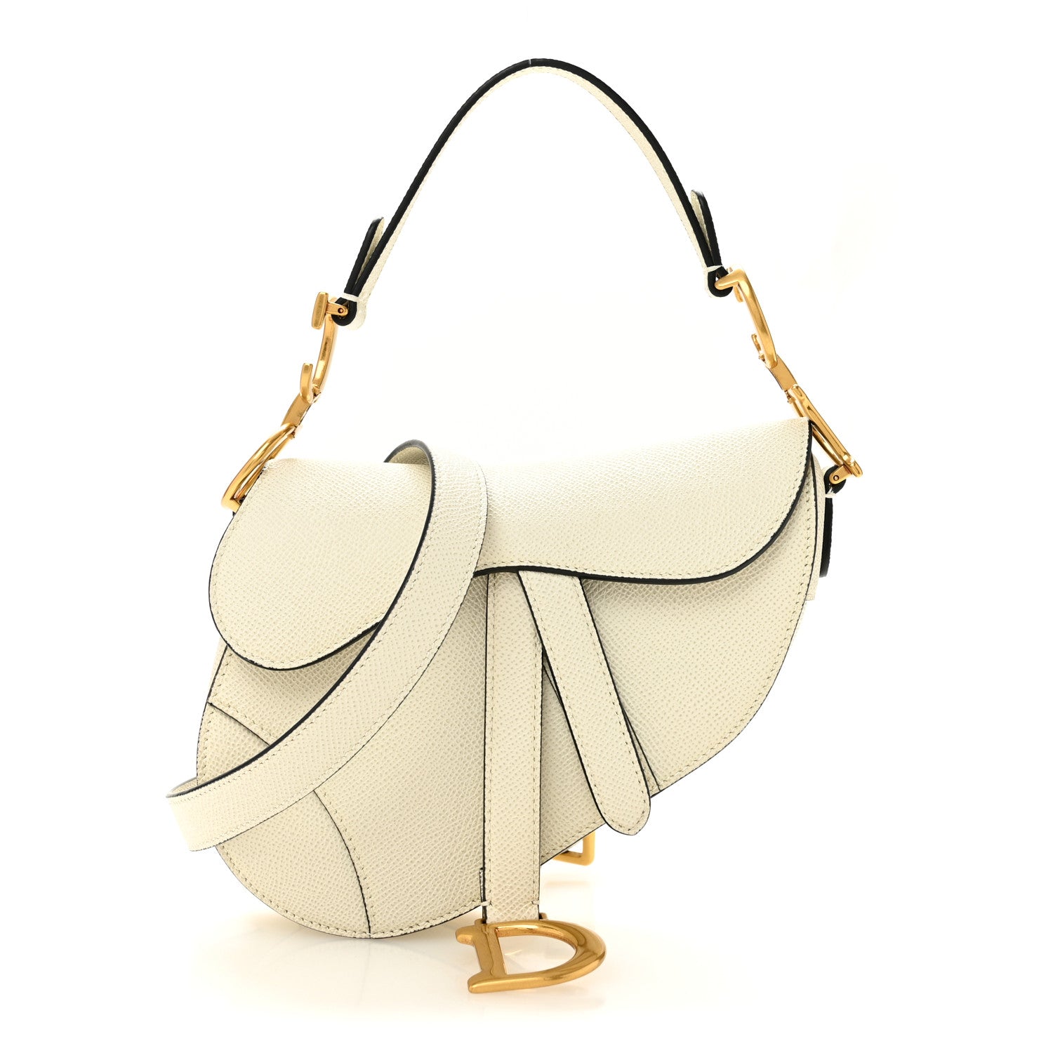 Christian Dior Grained Calfskin Mini Saddle Bag With Strap Latte 1 of 12