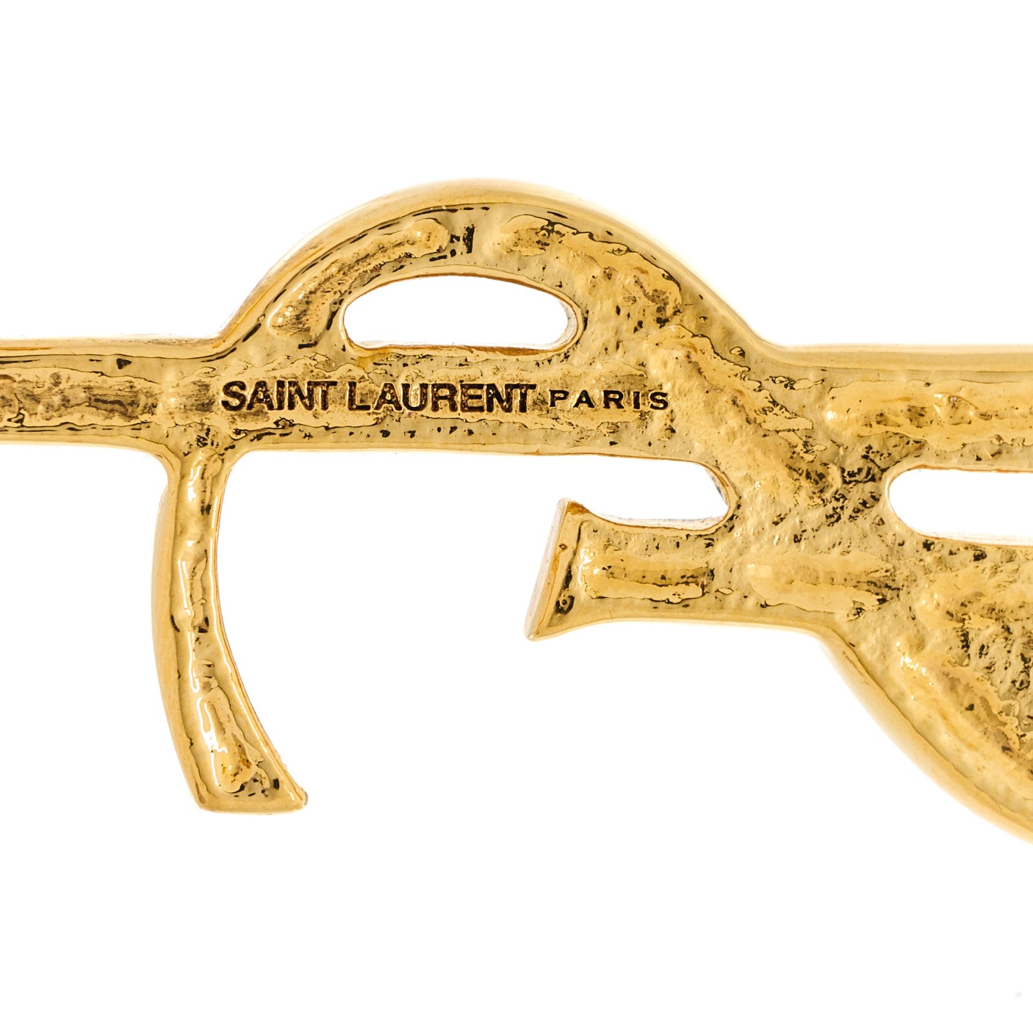 Saint Laurent Monogram Crocodile Opyum Brooch Gold 4 of 4