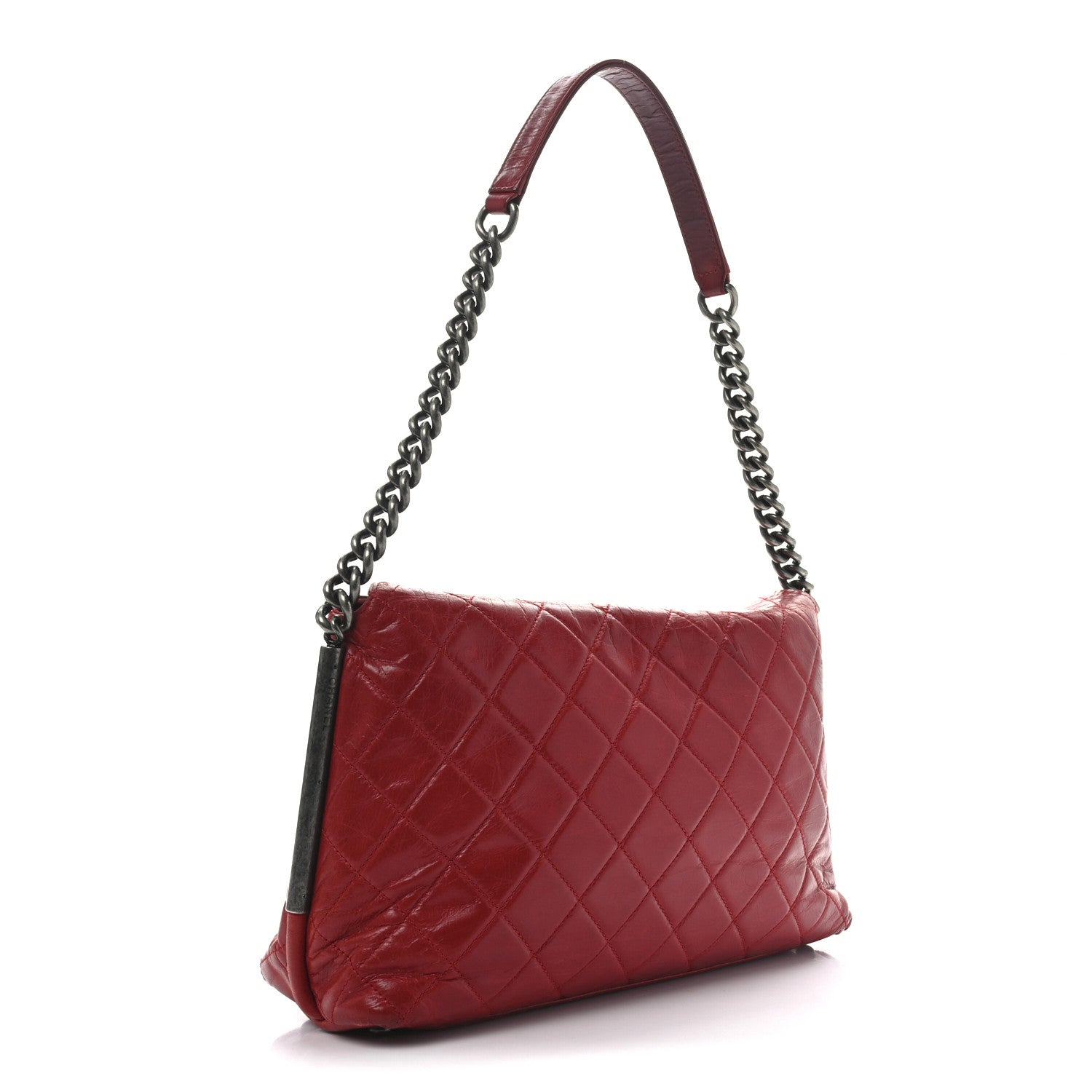Chanel Glazed Calfskin Hobo Red 3 of 10