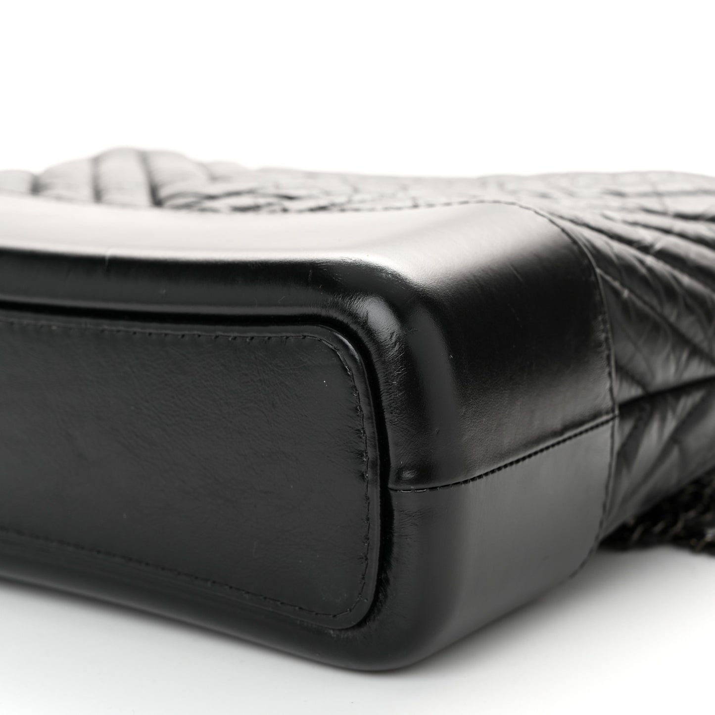 Aged Calfskin Chevron Quilted Medium Gabrielle Hobo So Black