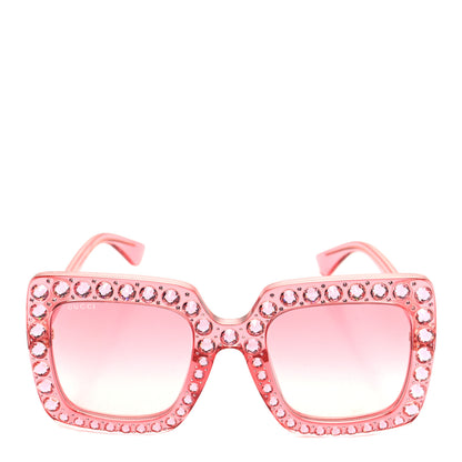 Gucci Acetate Crystal Oversize Sunglasses GG0148S Pink 2 of 8