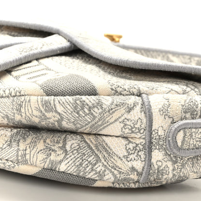 Christian Dior Canvas Embroidered Toile de Jouy Saddle Bag Gray 9 of 9