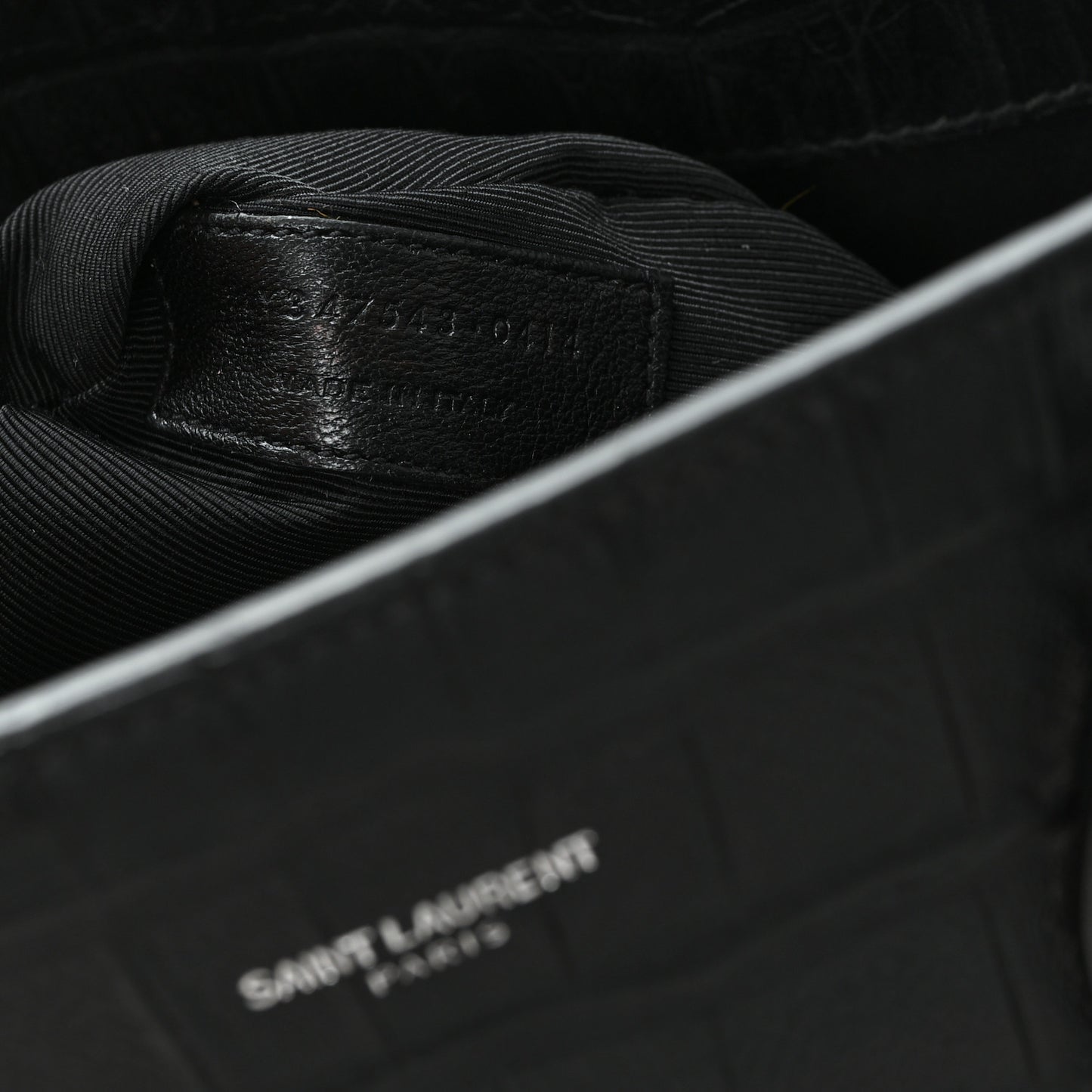 Calfskin Crocodile Embossed Large Sac De Jour Carryall Black