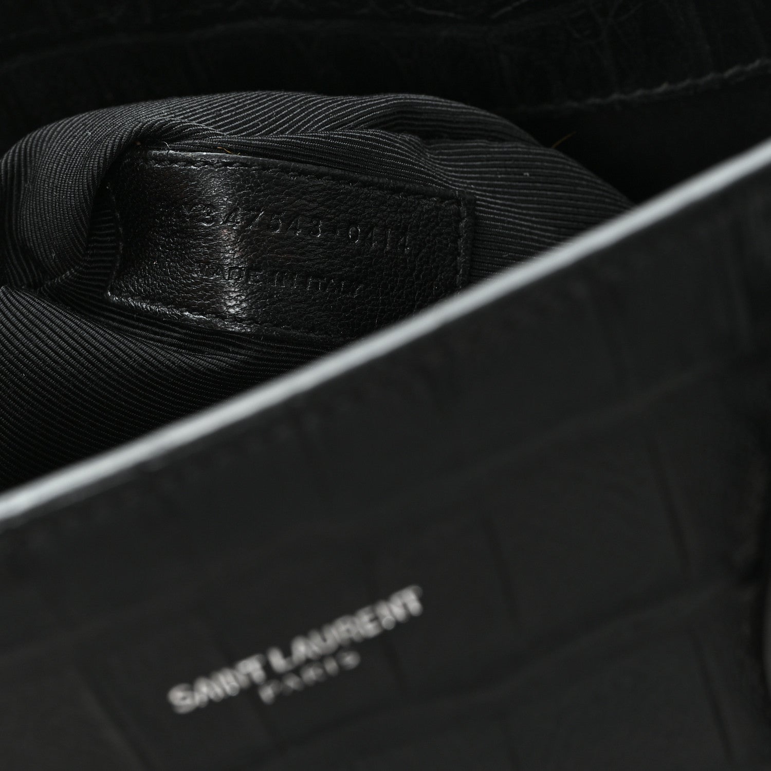 Saint Laurent Calfskin Crocodile Embossed Large Sac De Jour Carryall Black 6 of 10