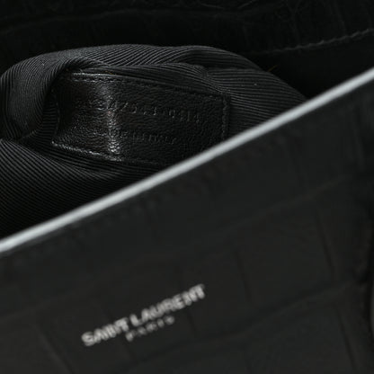 Saint Laurent Calfskin Crocodile Embossed Large Sac De Jour Carryall Black 6 of 10