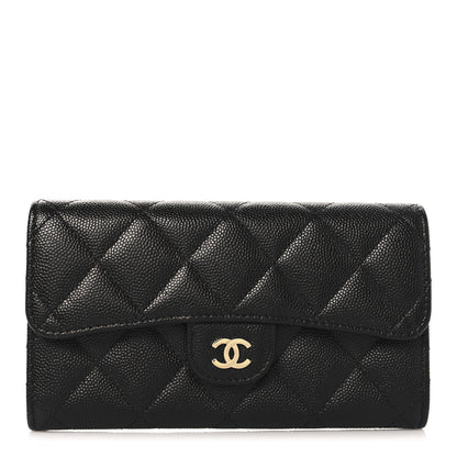Chanel Caviar Quilted Large Gusset Flap Wallet Black 1 of 8