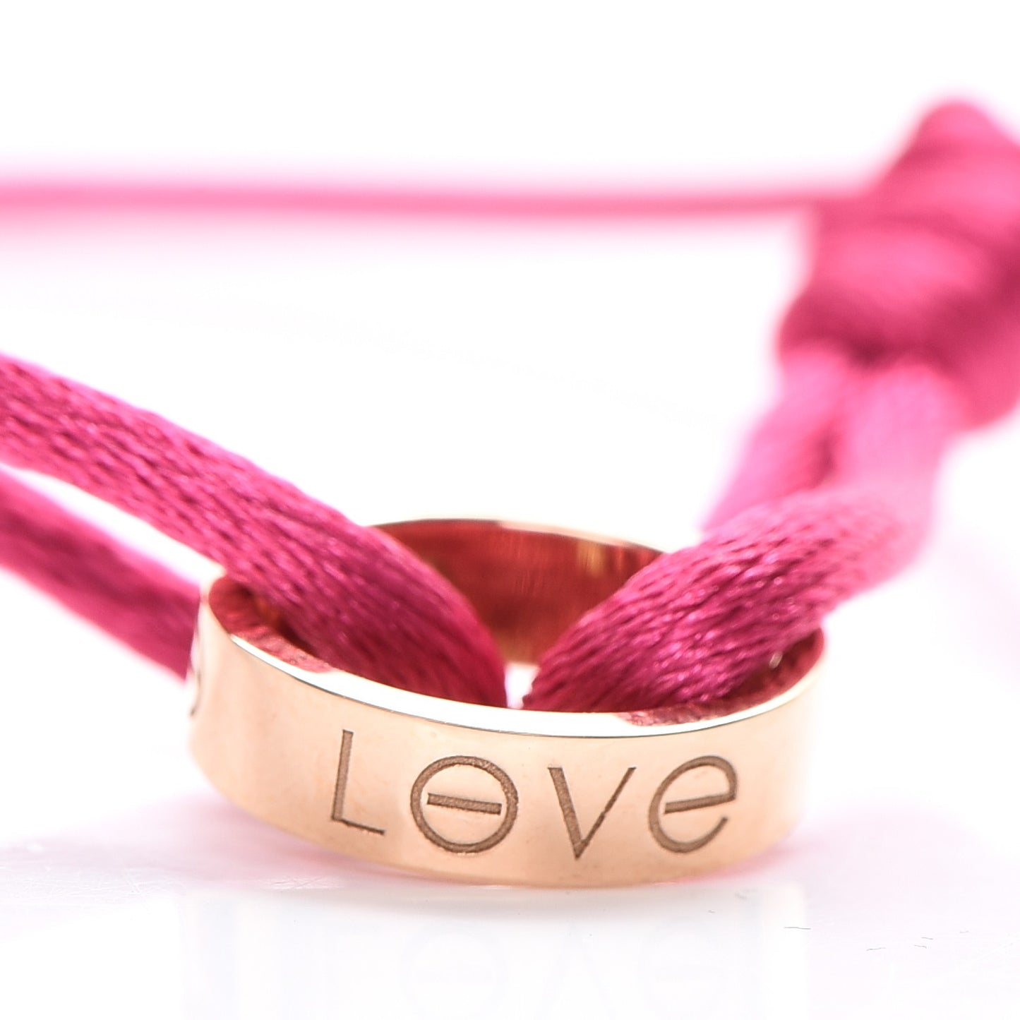 18K Pink Gold Diamond Charity LOVE Adjustable Cord Bracelet Pink