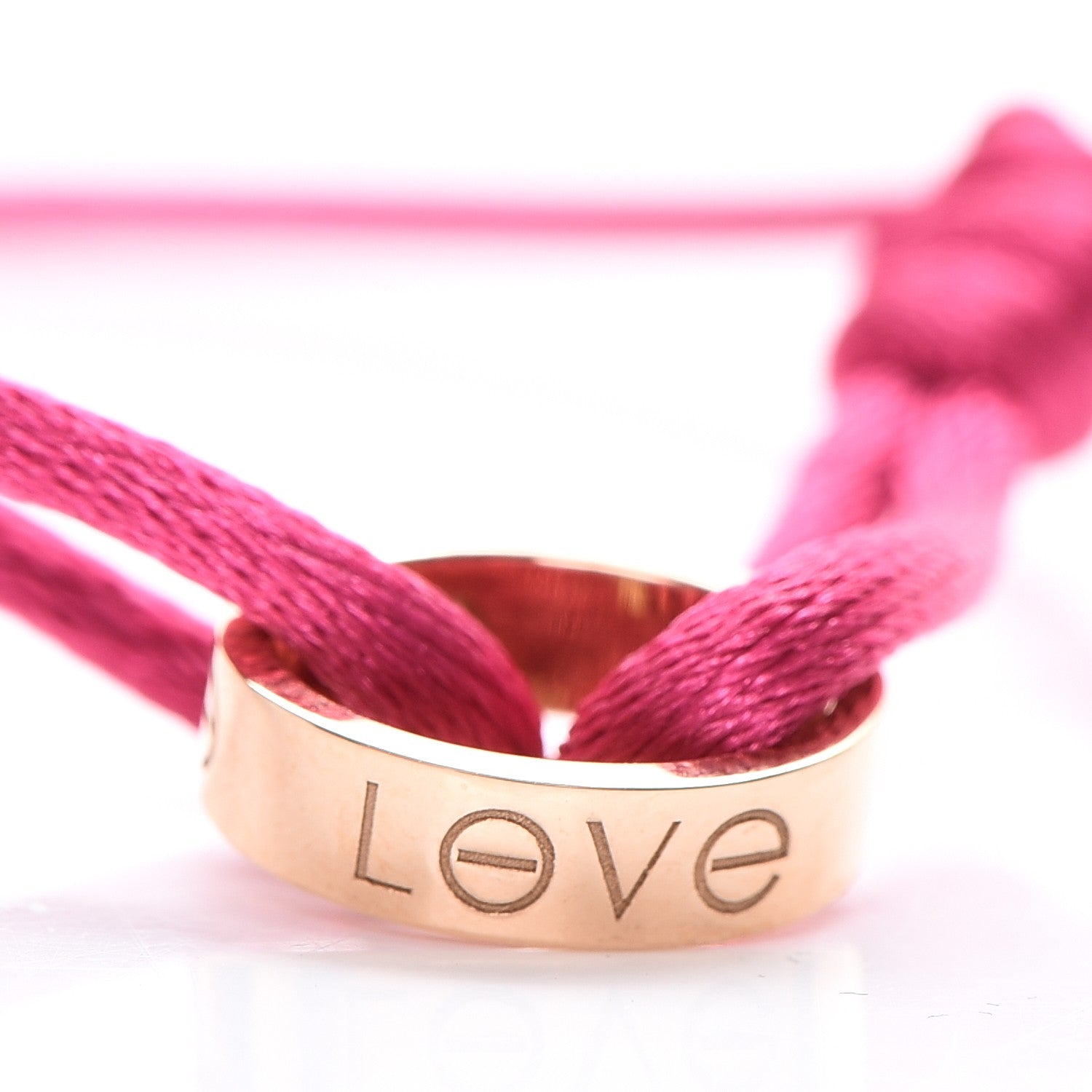 Cartier 18K Pink Gold Diamond Charity LOVE Adjustable Cord Bracelet Pink 6 of 7