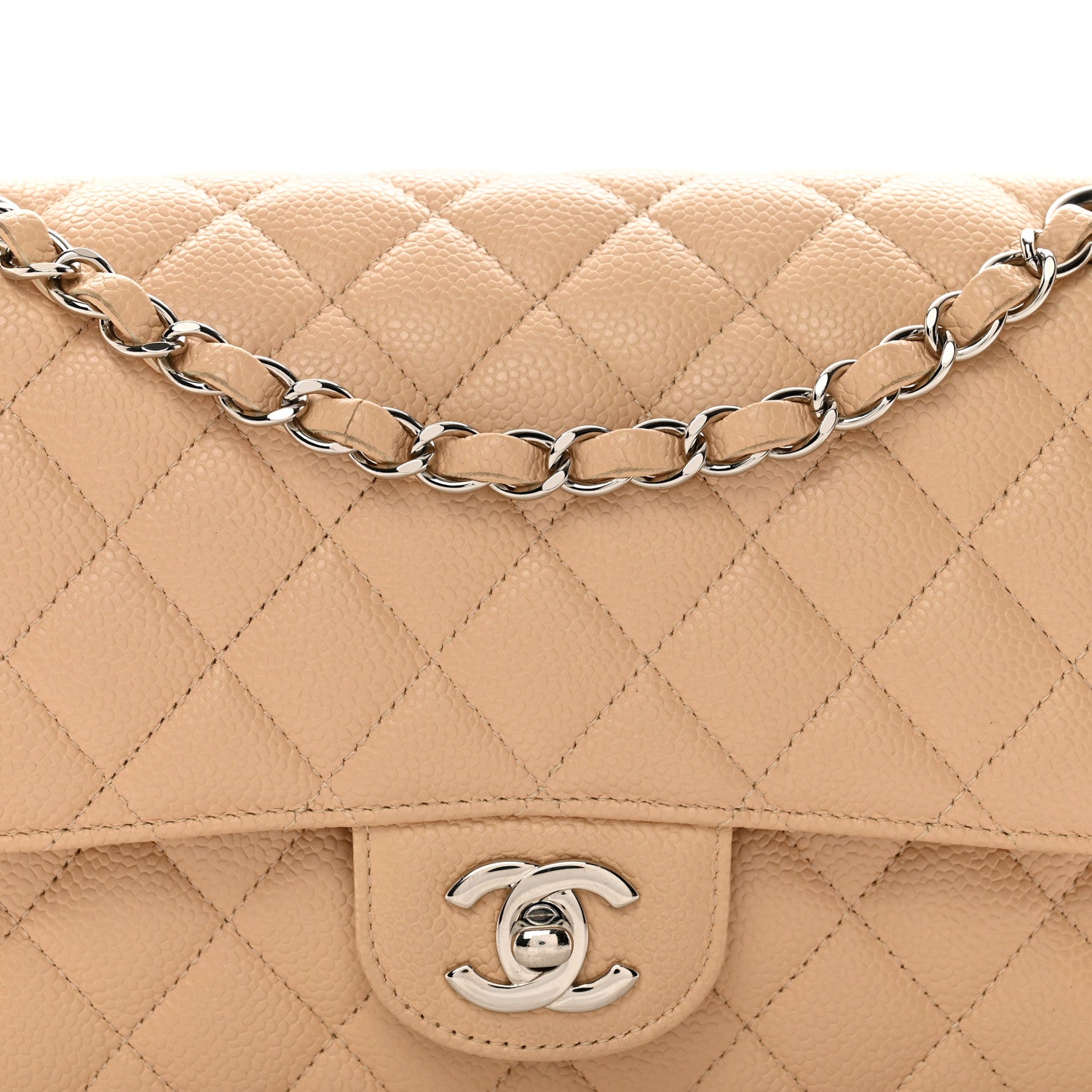 Chanel Caviar Quilted Medium Double Flap Beige 5 of 10