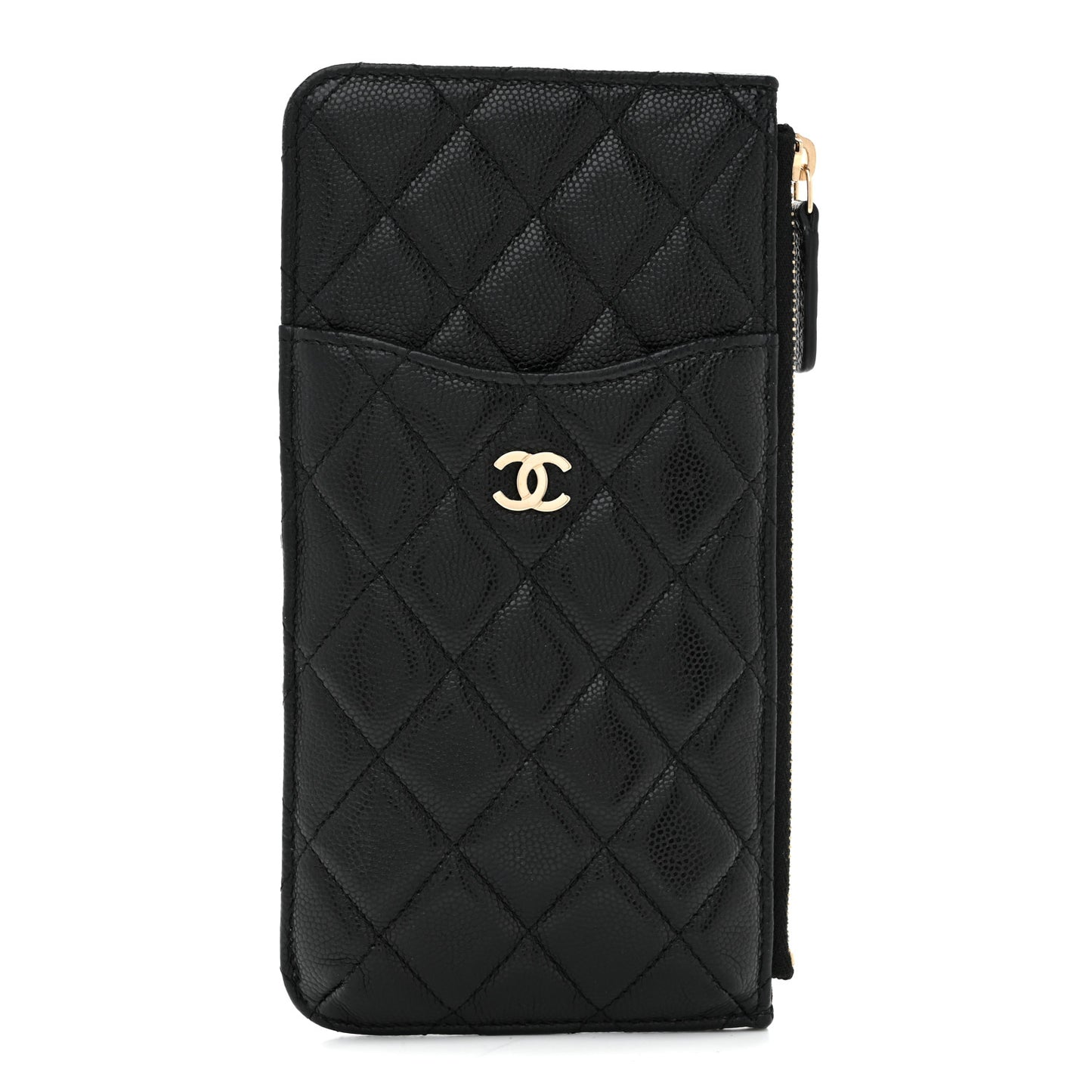 Caviar Quilted Classic Flat Wallet Pouch Black