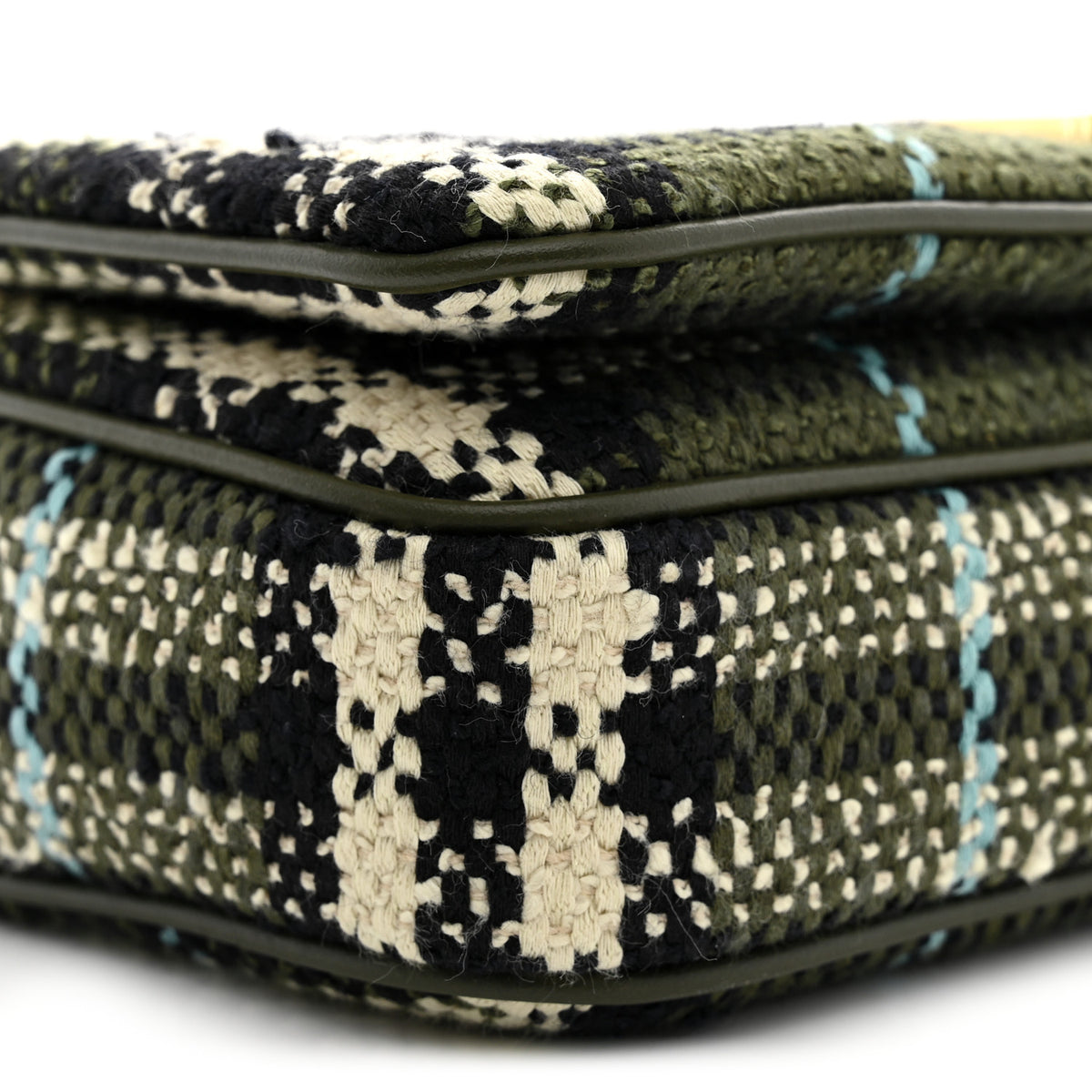 Calfskin Boucle Check Mini Lola Chain Bag Olive Green