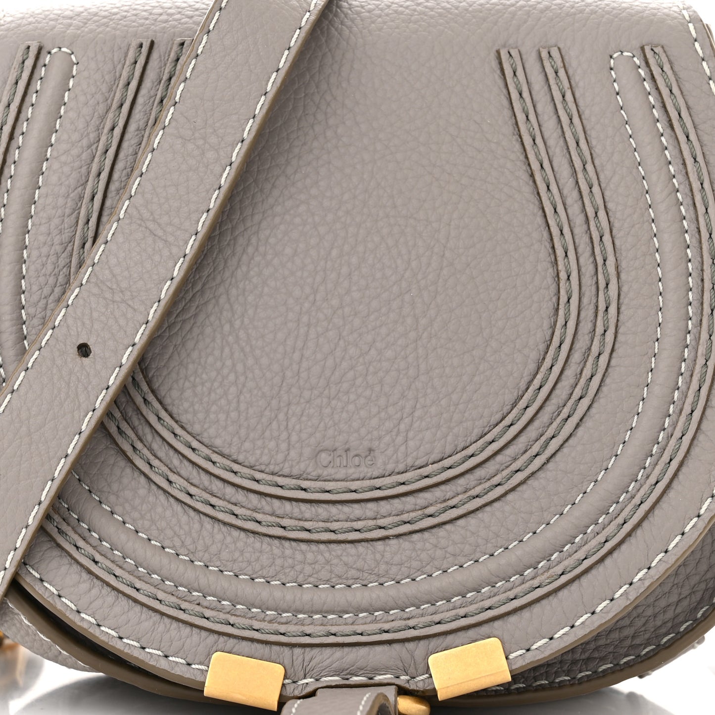 Calfskin Mini Marcie Round Crossbody Bag Cashmere Grey