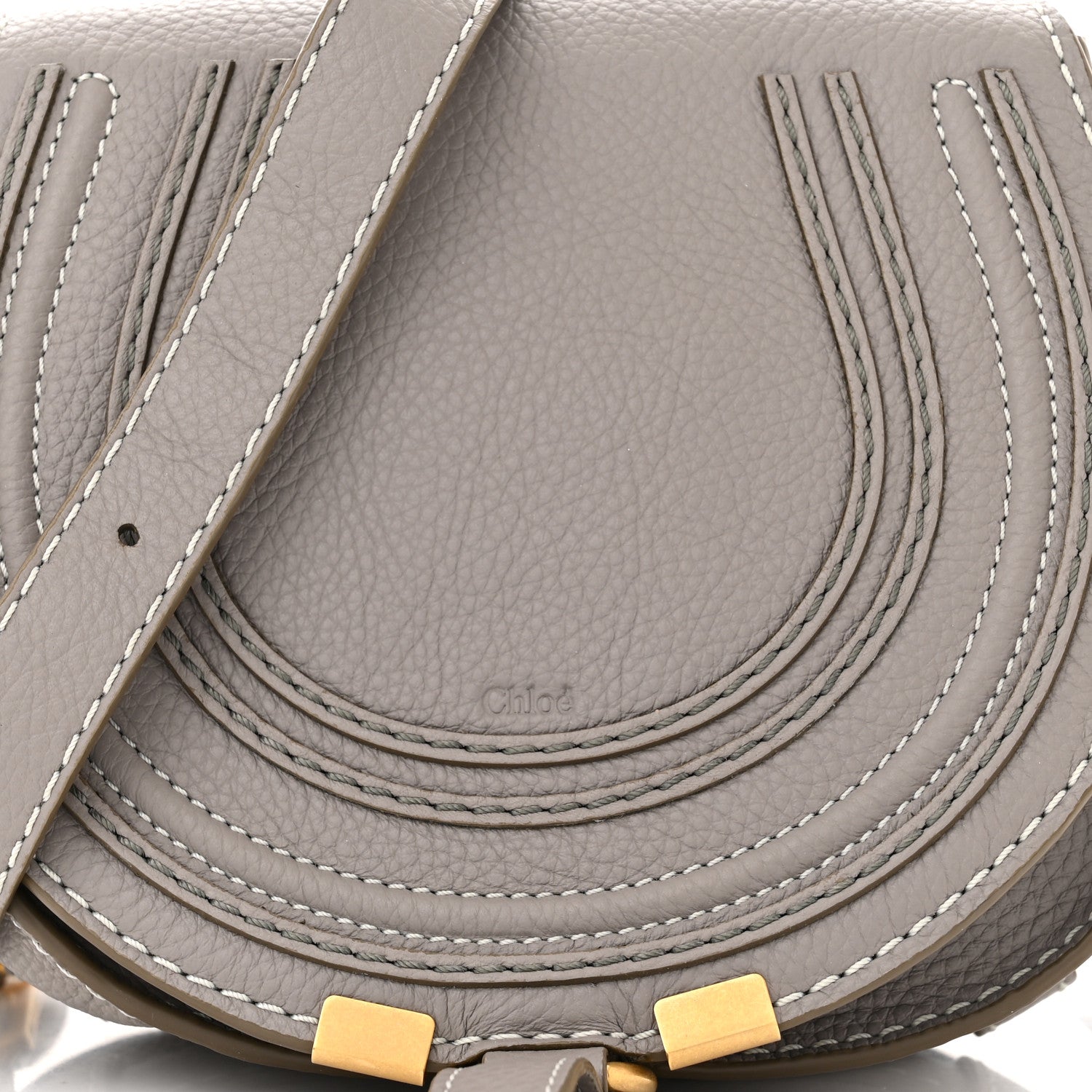 Chloe Calfskin Mini Marcie Round Crossbody Bag Cashmere Grey 10 of 12