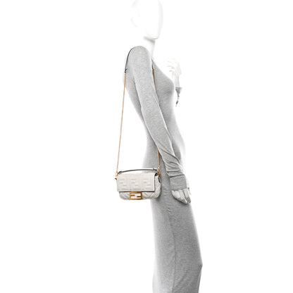 Fendi Nappa FF 1974 Embossed Mini Baguette White 2 of 10