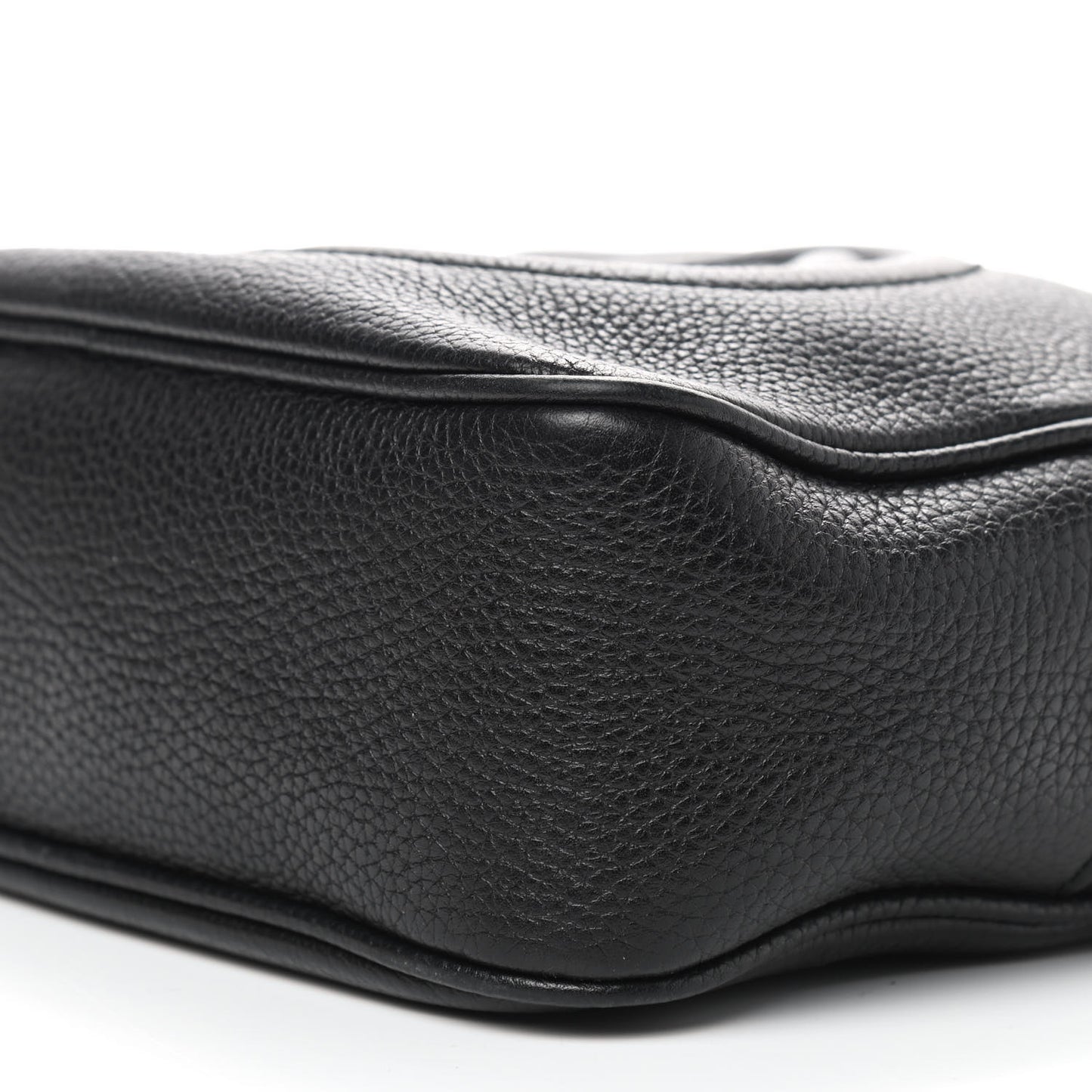 Pebbled Calfskin Small Soho Disco Bag Black