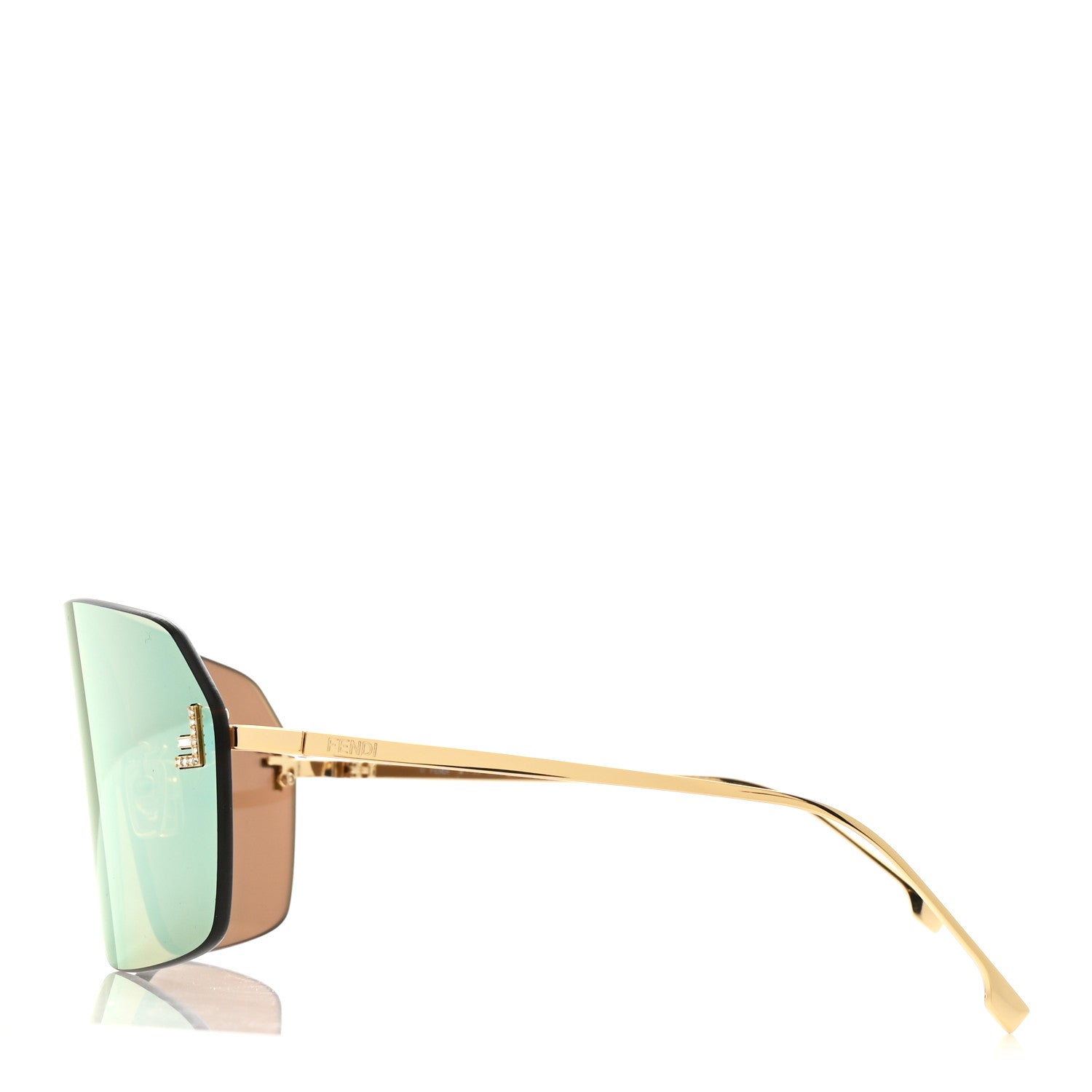 Fendi Metal Crystal Fendi First Shield Sunglasses FE4121US Gold 3 of 7
