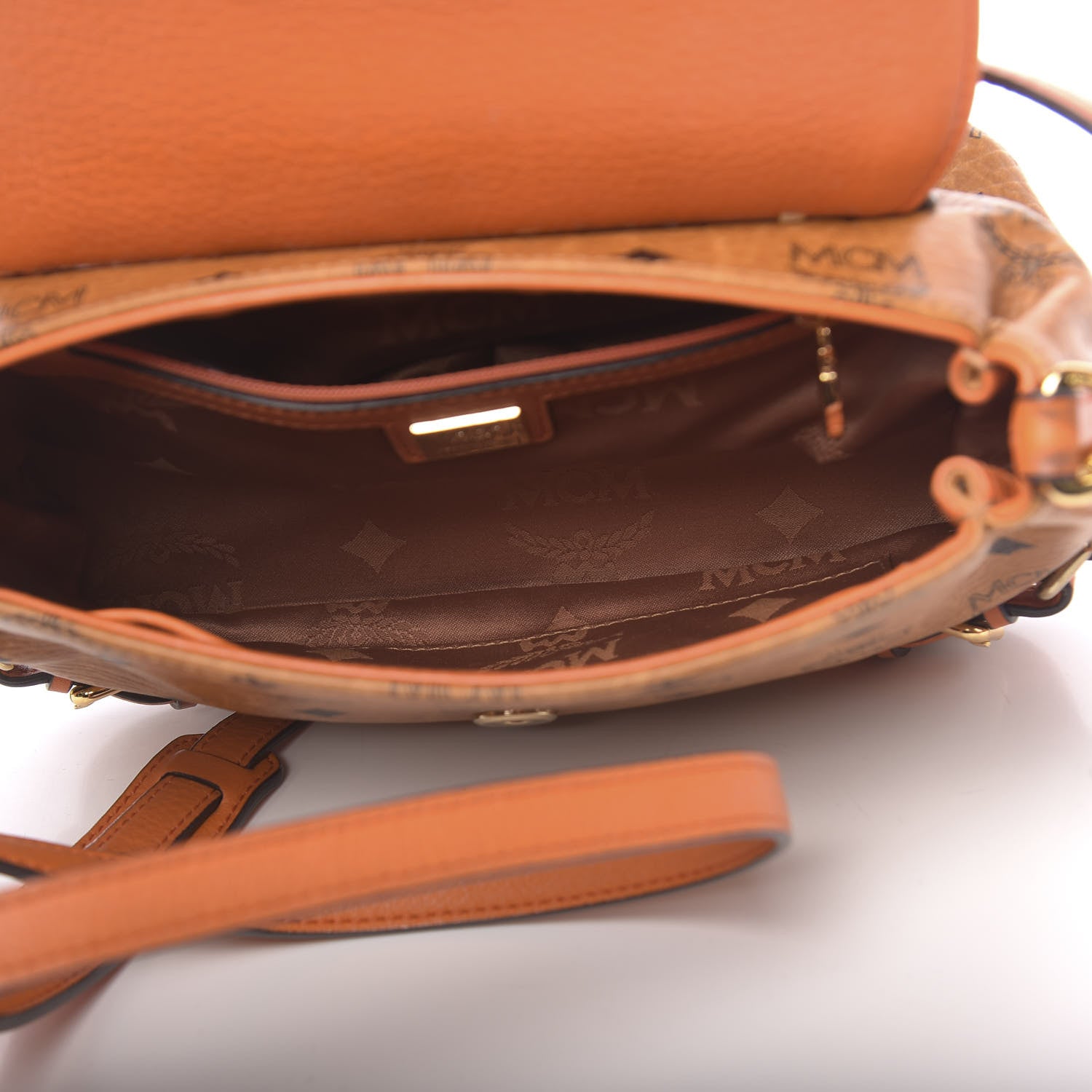 MCM Visetos Crossbody Flap Messenger Cognac Orange 6 of 12