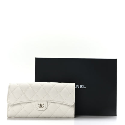 Chanel Caviar Quilted Large Gusset Flap Wallet White 10 of 10