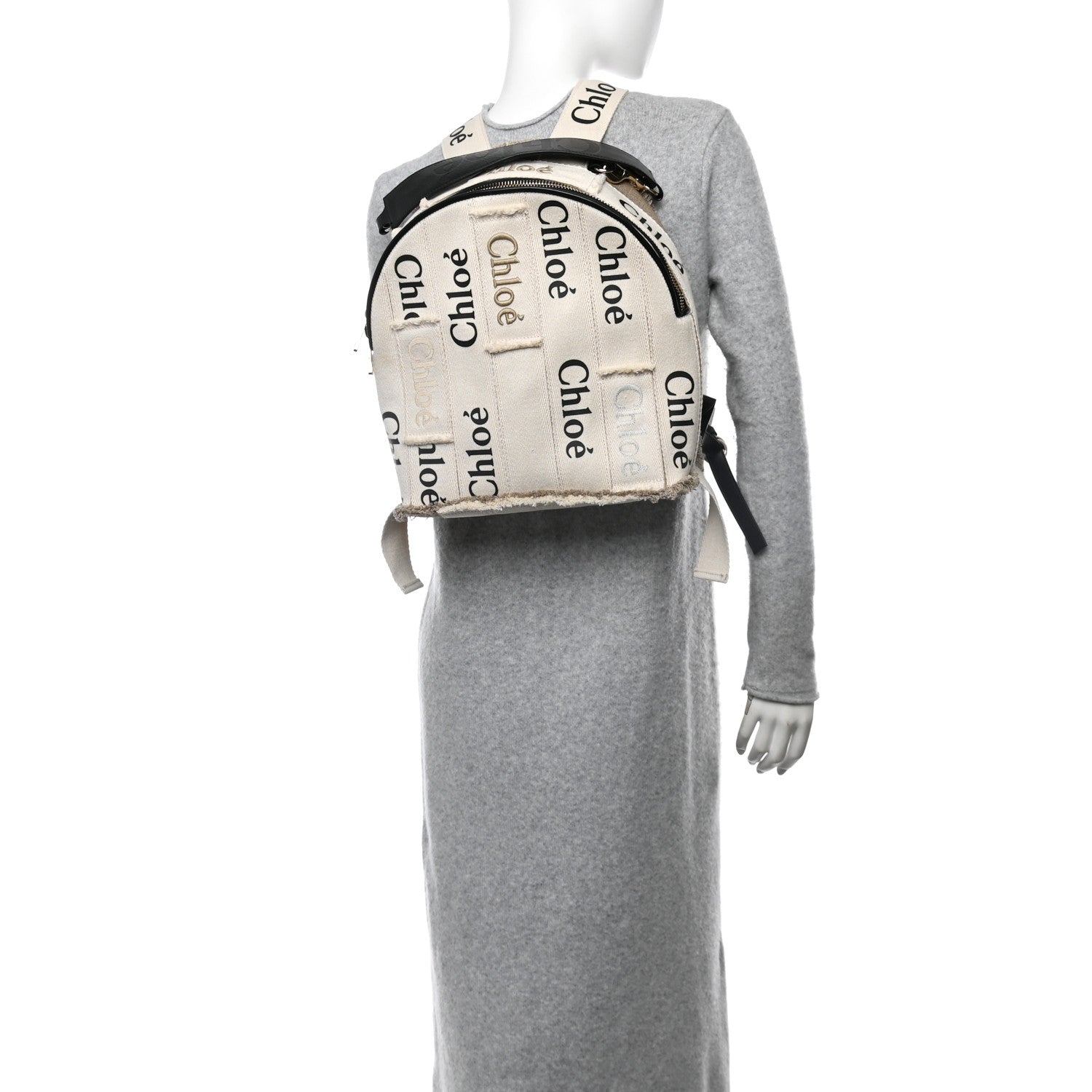 Chloé Canvas Leather Backpack Brown Logo CH23156B-Chloe-Woody-brown-