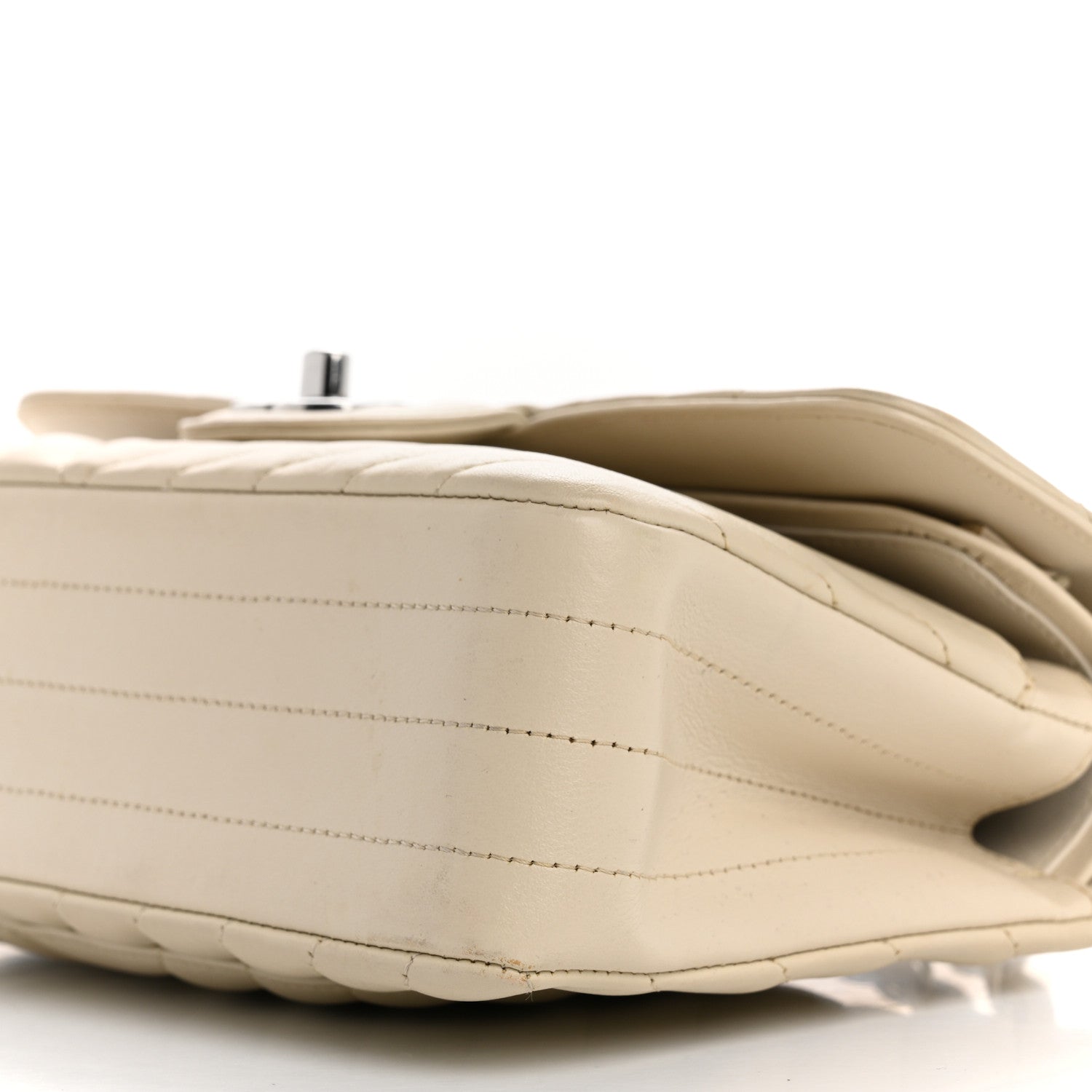 Chanel Calfskin Chevron Quilted Small Double Flap White 10 of 13