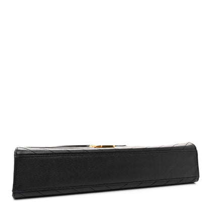 Saint Laurent Smooth Calfskin Matelasse Chevron Large Monogram Satchel Black 4 of 10