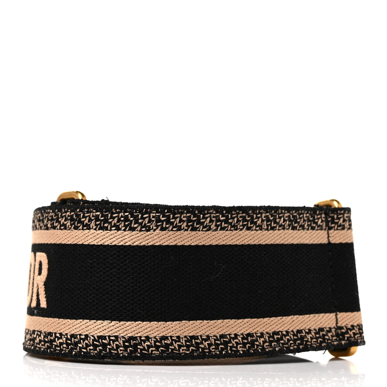 Christian Dior Canvas Embroidered 65mm Belt 80 32 Black Beige 2 of 4