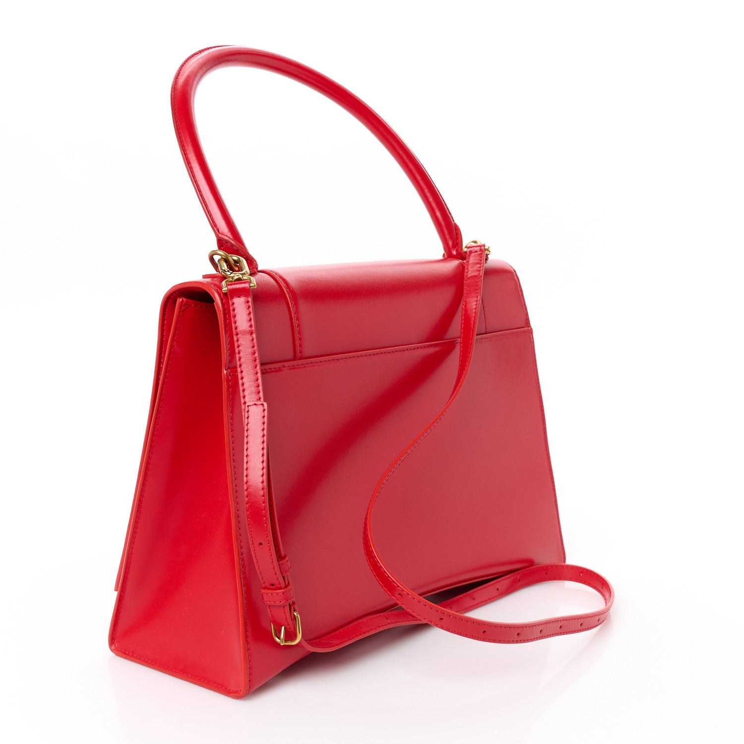 Balenciaga Shiny Box Calfskin Medium Hourglass Top Handle Bag Bright Red 3 of 14