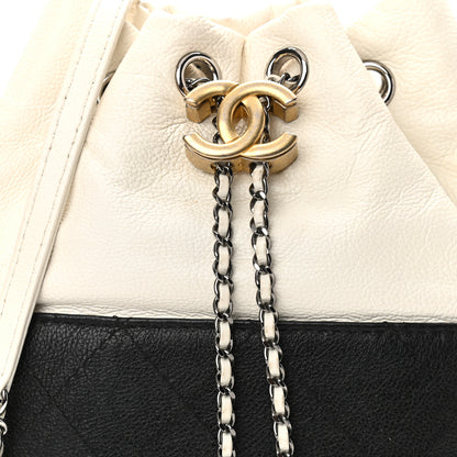 Chanel Aged Calfskin Quilted Small Gabrielle Bucket White Black 8 of 10